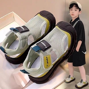 男童凉鞋薄款2026新款夏季儿童中大童网面透气男孩运动单网鞋包头