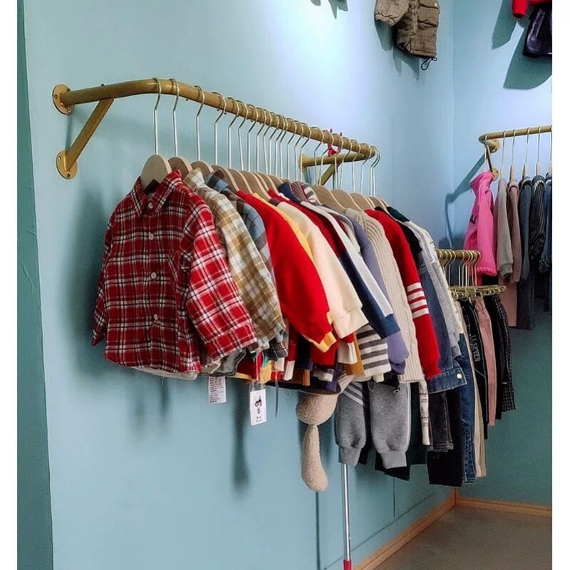 童女装店货架上墙壁挂衣架纳米金专用衣服架子服装店展示架陈列架