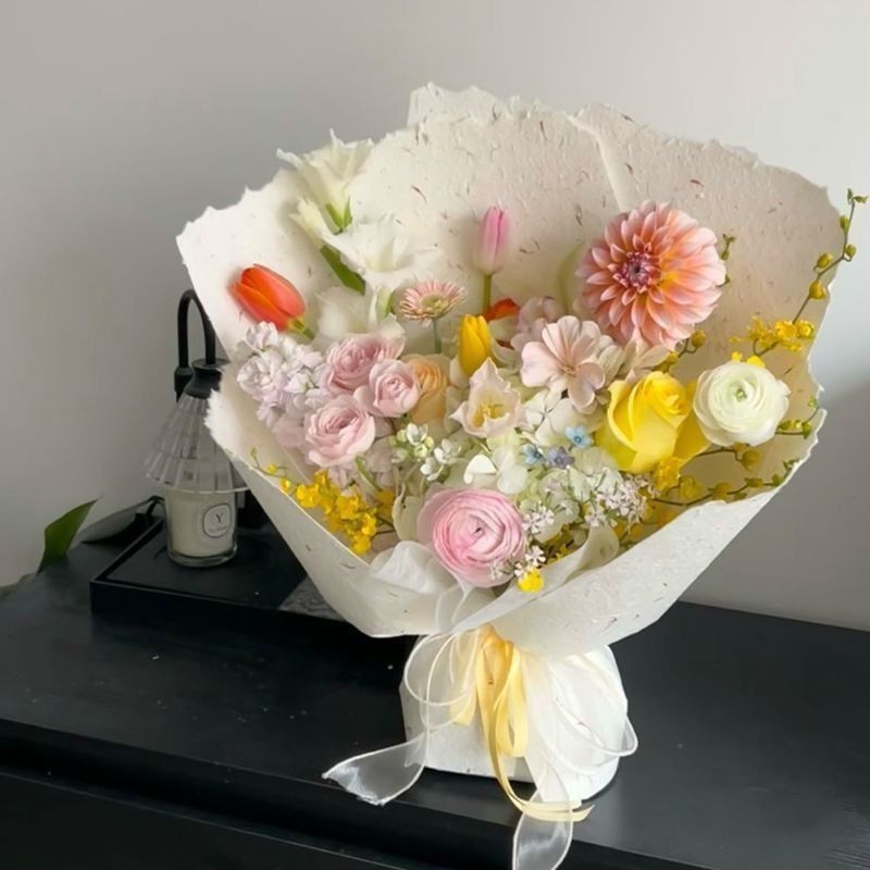 手撕花瓣纸鲜花包装纸平面牛皮纸花束包花纸花店花艺手工diy材料