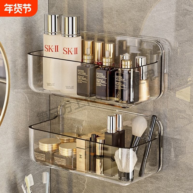 卫生间浴室置物架免打孔壁挂式镜柜前收纳盒洗漱台化妆品收纳架子,家庭/个人清洁工具,浴室角架/置物架,淘宝优惠券,粉丝福利购,淘宝优惠卷