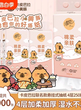 清风悬挂式抽纸挂抽4层250抽10提整箱家用手纸厕纸壁挂式卫生纸巾