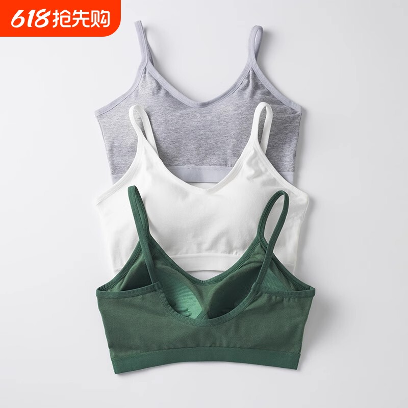 运动美背心裹胸薄款无钢圈内衣女文胸聚拢胸罩吊带防走光小胸抹胸