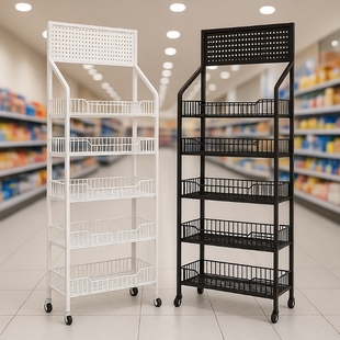 超市零食货架陈列架饮料小食品展示架便利店收银台多层置物架移动