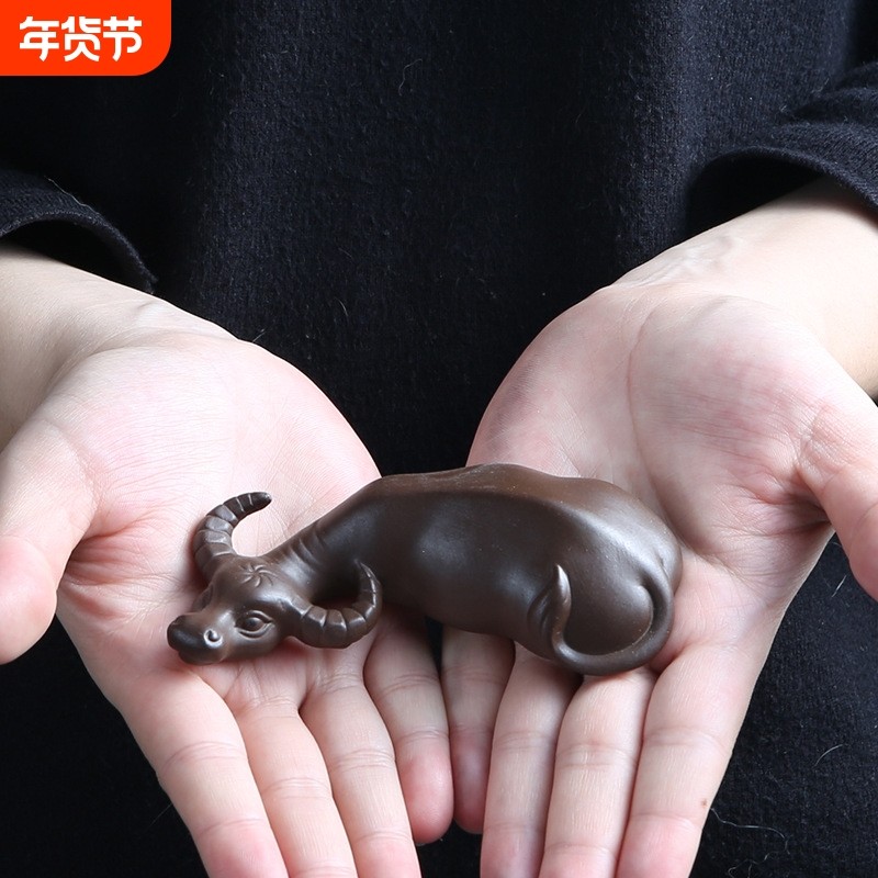 紫砂小水牛茶宠摆件茶艺功夫茶具茶玩扭牛转乾坤茶盘配件可养手工,餐饮具,茶宠摆件,淘宝优惠券,粉丝福利购,淘宝优惠卷