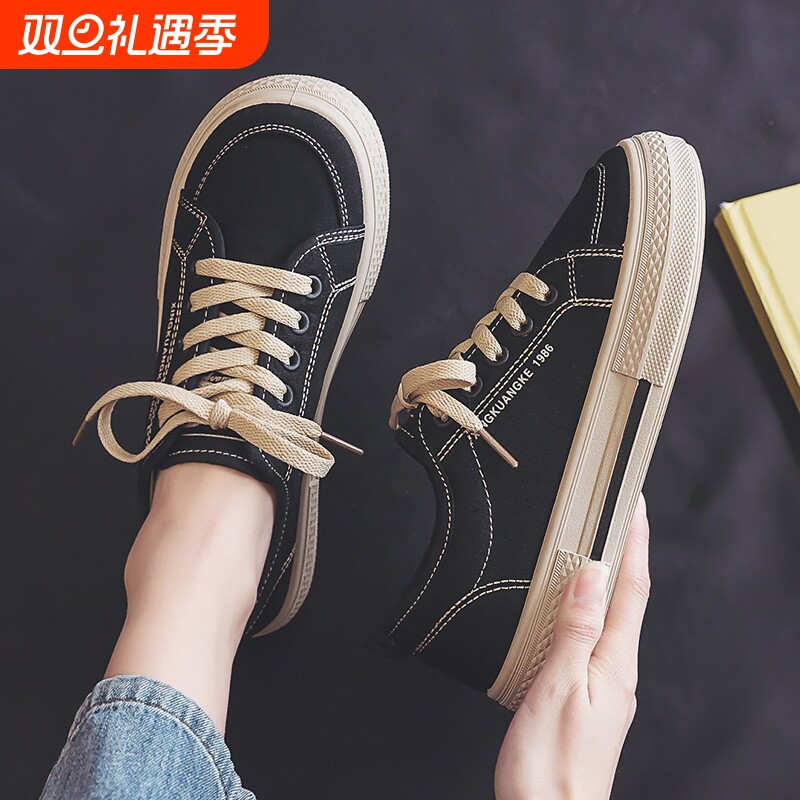 2025春季轻便透气厚底帆布鞋女新款休闲板鞋软底百搭学生圆头经典