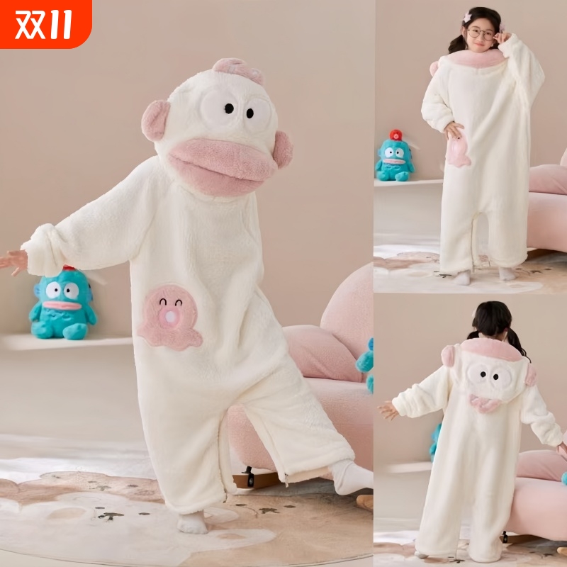 白色丑鱼儿童连体睡衣秋冬季