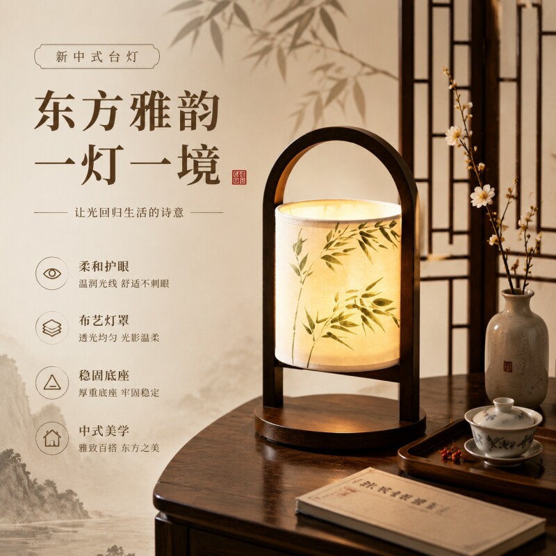 古风客厅宋氏美学新中式充电台灯图片