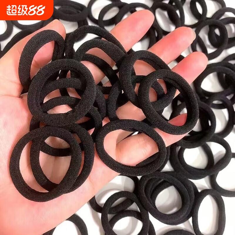 高弹力加粗发绳女大号黑色皮套耐用不伤发头绳简约百搭发饰橡皮筋