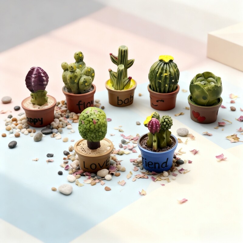 迷你微缩摆件仿真多肉小盆栽花盆仙人掌微景观树脂桌面装饰品模型