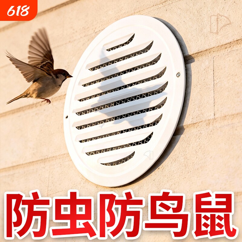不锈钢风帽平头油烟机排烟卫生间外墙防风雨虫鸟鼠排气口出风网罩