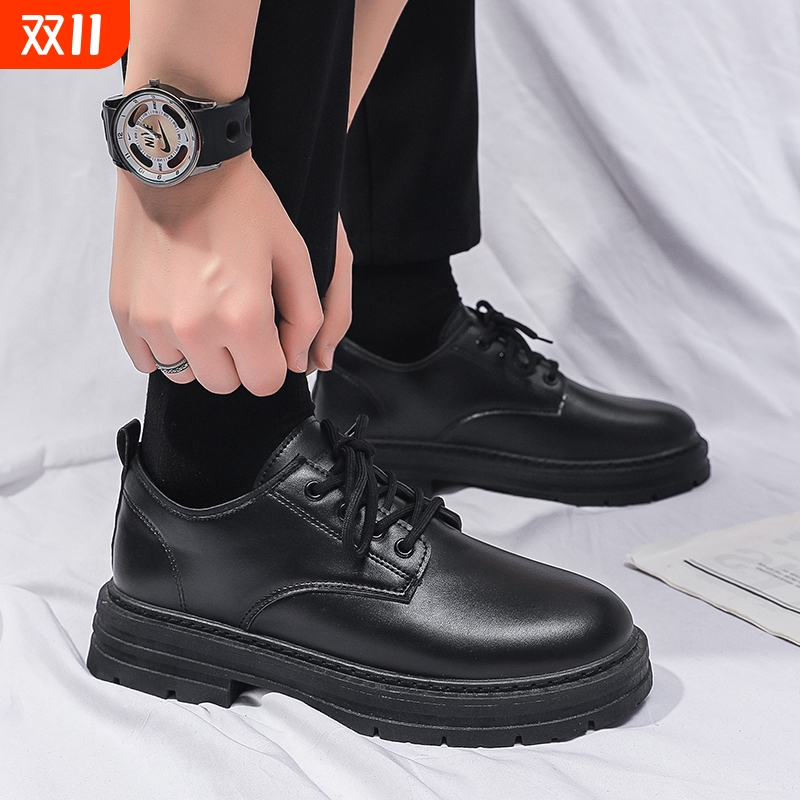 男士皮鞋男款秋季2025休闲商务新款英伦风大头潮鞋马丁靴男鞋防水