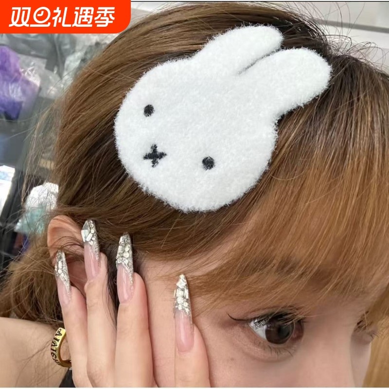 针织米菲魔术贴自制卡通刘海贴甜美少女讹钱无痕发饰短发