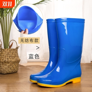 牛筋底无里布雨鞋 加厚水靴保暖洗车防水靴防滑耐磨长筒 女高筒水鞋