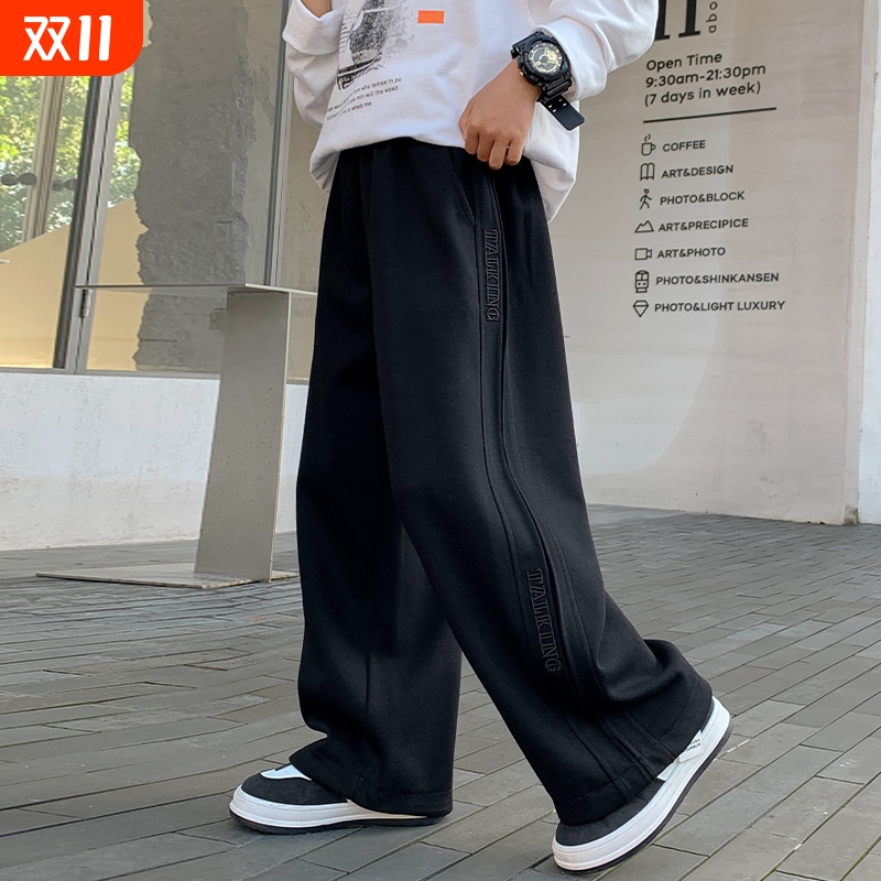 儿童装男童秋装裤子春秋款2025新款运动中大童长裤秋季男孩潮黑色