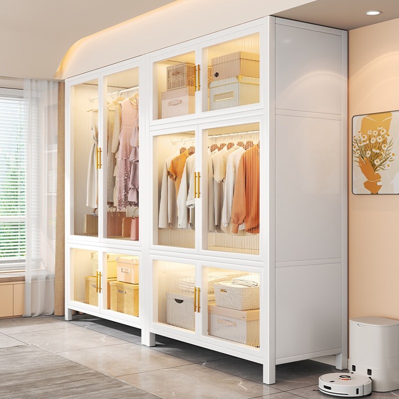 衣柜家用卧室简易全钢衣柜家用卧室出租房用衣橱大容量衣服收纳柜