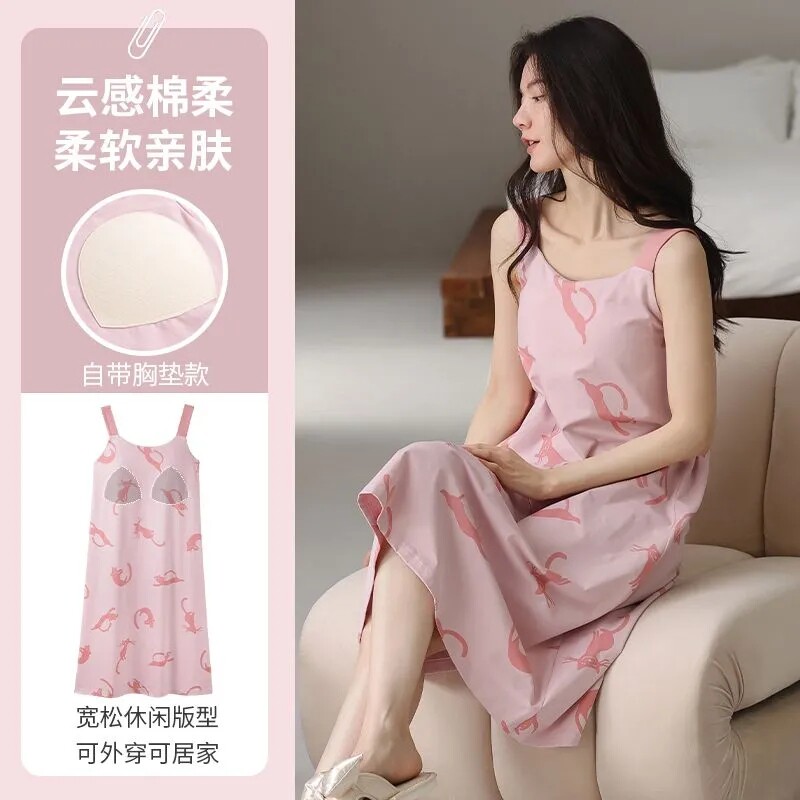 可爱风纯棉夏季女款睡裙图片