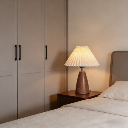 北欧复古陶瓷台灯百褶小夜灯