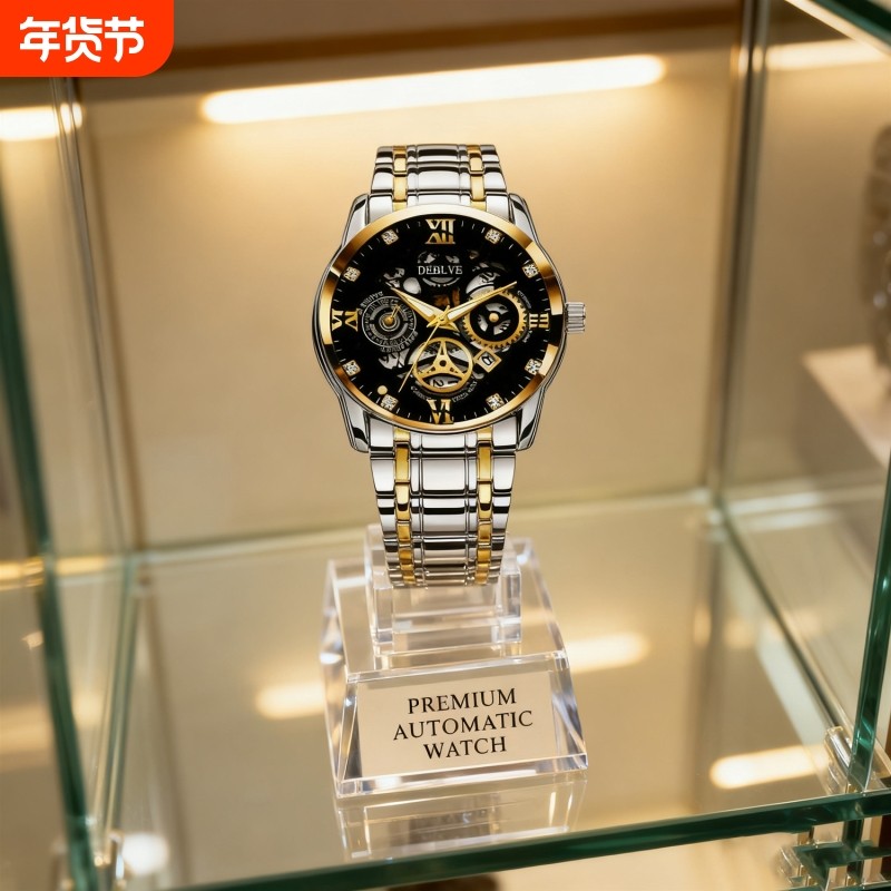 男款手表全自动非机械表钢带商务防水石英腕表高级感男士正品名牌