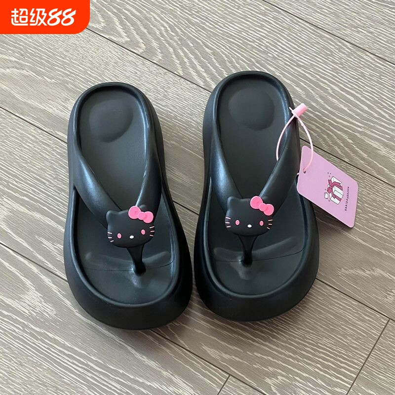 新黑皮kt猫防滑软底人字图片