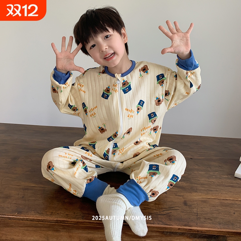 儿童连体睡衣纯棉春秋四季透气