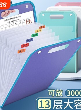 a4手提文件夹试卷袋多层大容量风琴包小学生专用卷子收纳袋整理神器初中高中生书夹子科目分类试卷夹资料书包