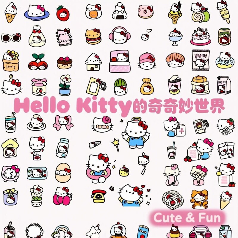爆款可爱HelloKitty卡通KT猫转印贴纸防水手账手机平板牙刷笔装饰