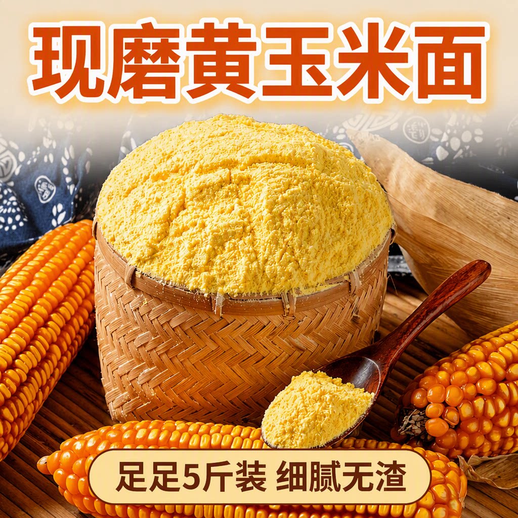 东北新磨石磨小米粉纯大黄米面玉米面 窝头粉米糊粉发糕粉5斤装