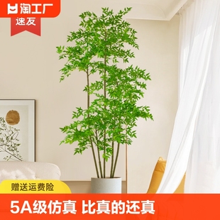 仿真植物南天竹落地盆栽室内大型仿生绿植摆件客厅轻奢装 饰花假树