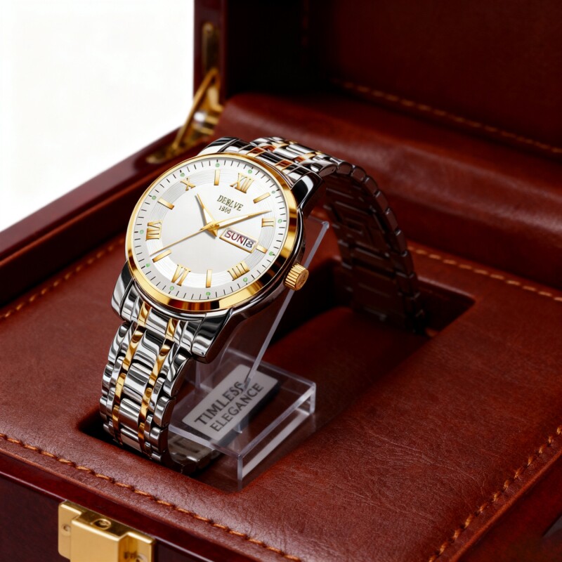 全自动男表手表男款机械风全自动防水数字双日历防水腕表男高级感