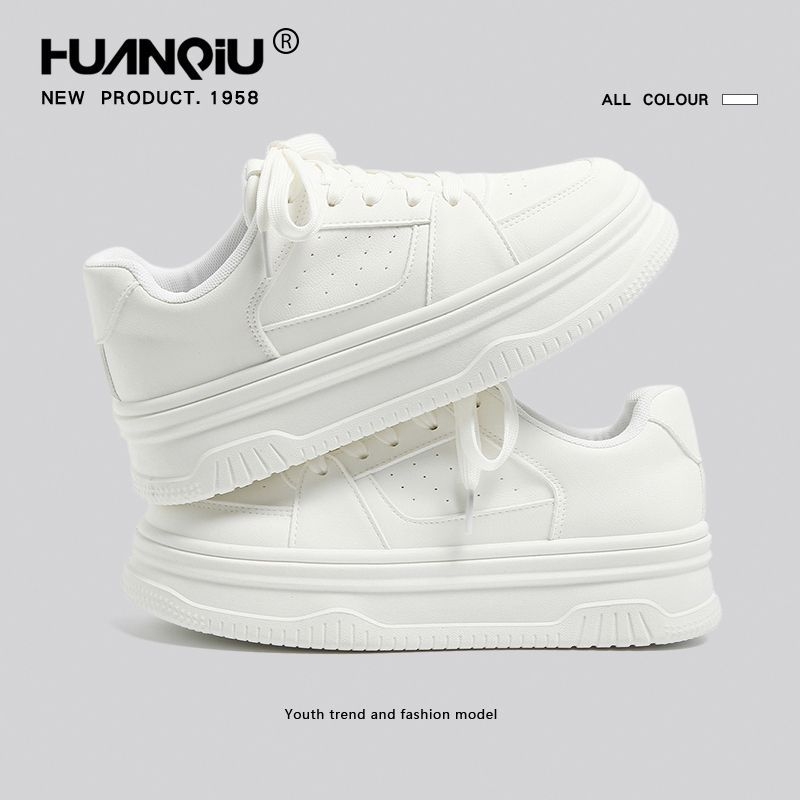 环球超火厚底小白鞋女2025新款夏季小个子增高面包鞋休闲运动板鞋