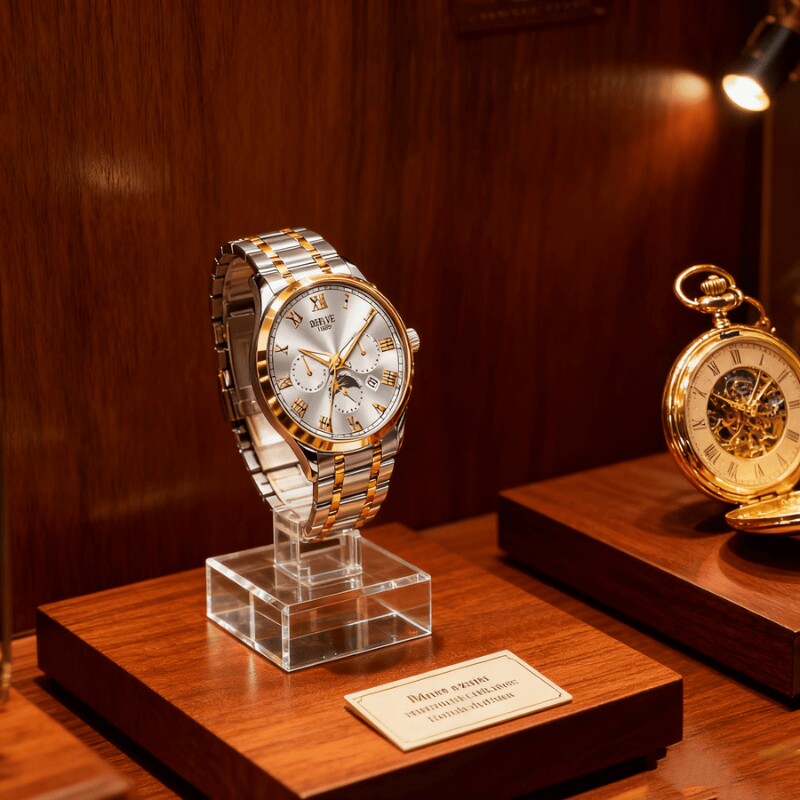 正品瑞士2024新款手表男士全自动机械风防水精钢带双日历男表夜光