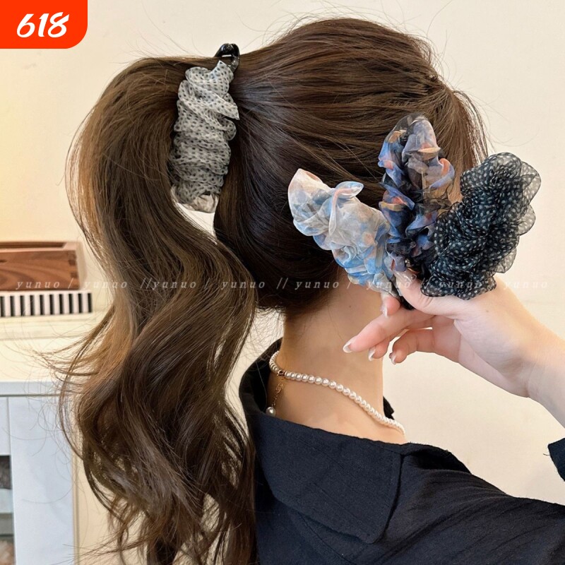 超好看的法式温柔波点抓夹女高级感2025新款大号发夹后脑勺盘发饰