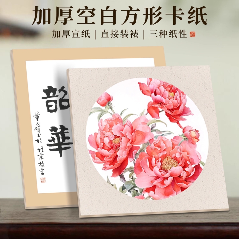 加厚宣纸卡纸国画生宣空白半生半熟书法作品纸工笔画熟宣绘画专用卡纸美术宣纸卡纸毛笔字练习镜面镜片纸批发