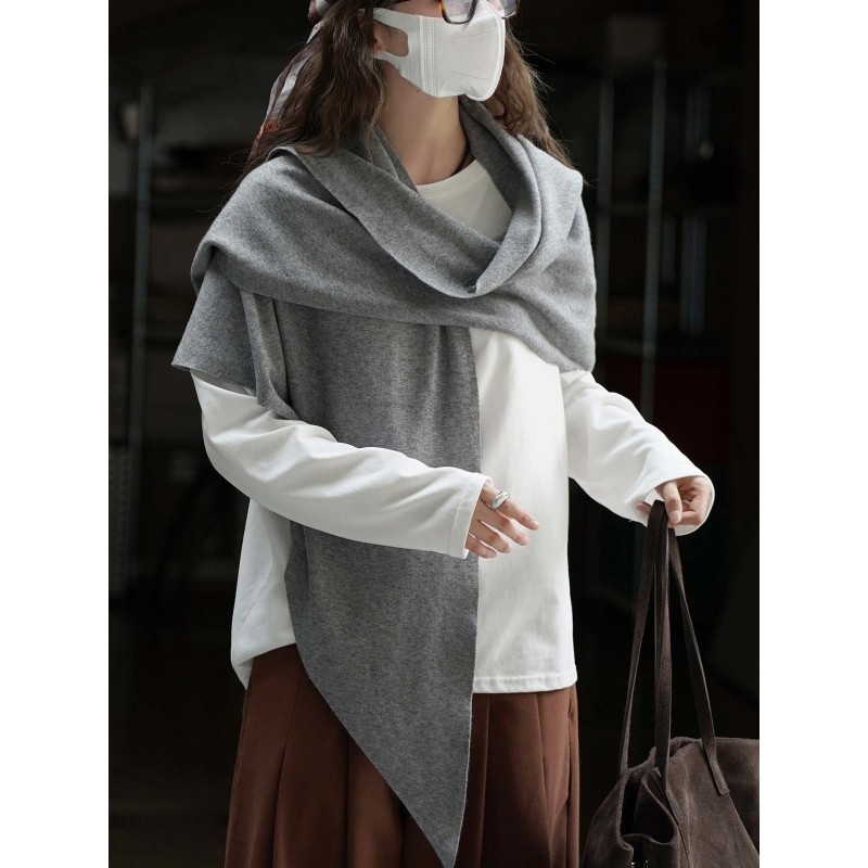叙漫冬季新款韩系时髦慵懒风三角形针织披肩显瘦显气质柔软围巾女