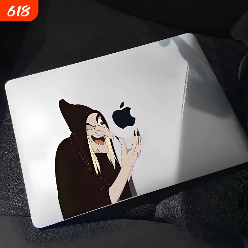 卡通巫婆的毒苹果笔记本电脑个性装饰局部贴纸适用macbook iPad