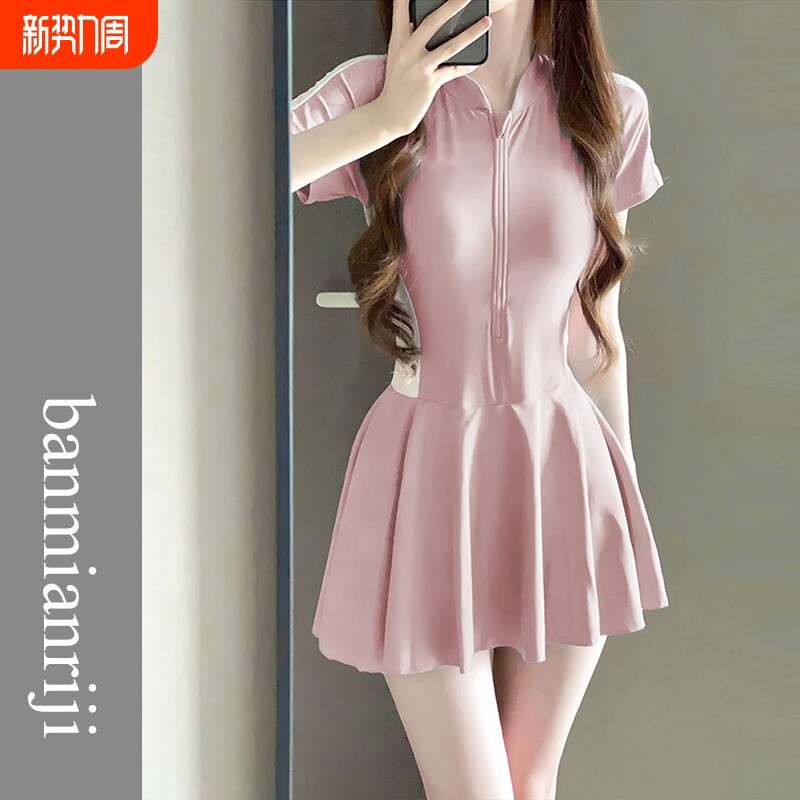 连体泳衣女款2025新款夏微胖女孩遮肉保守纯欲连身大码胖mm游泳