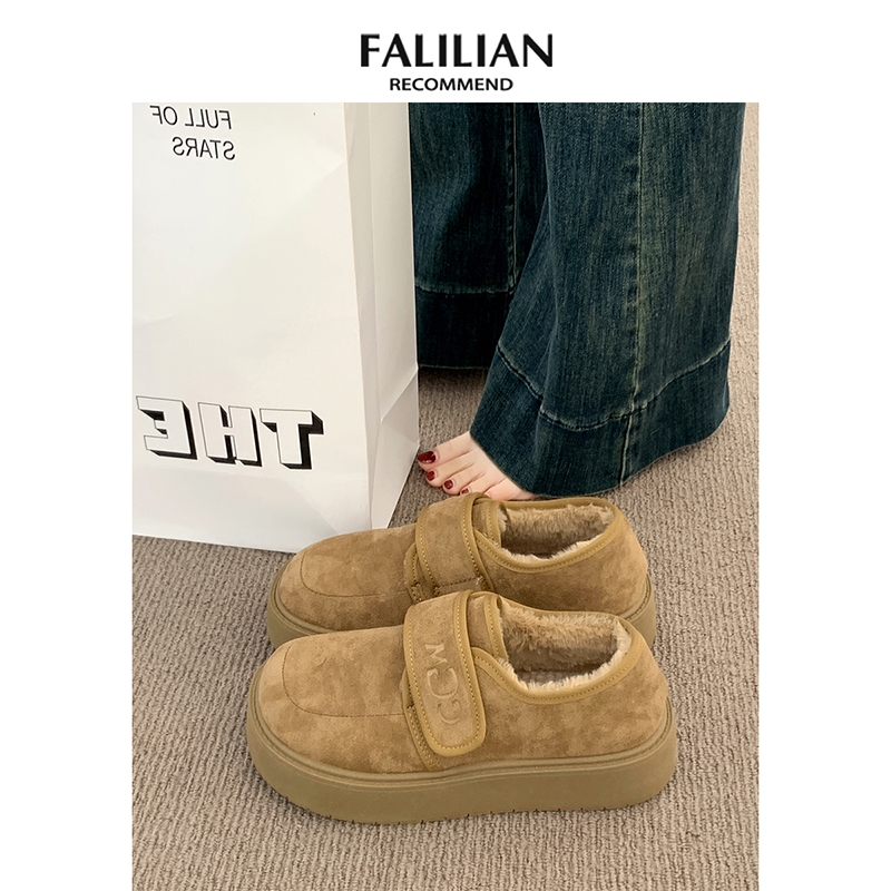 厚底勃肯雪地靴女2025新款冬季女鞋子加绒毛毛乐福鞋外穿保暖棉鞋