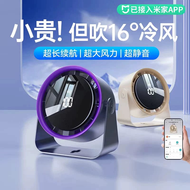 2026新款桌面小风扇制冷小型usb充电风扇学生静音办公室桌迷你宿舍挂壁超强力家用台式厨房无叶免打孔降温
