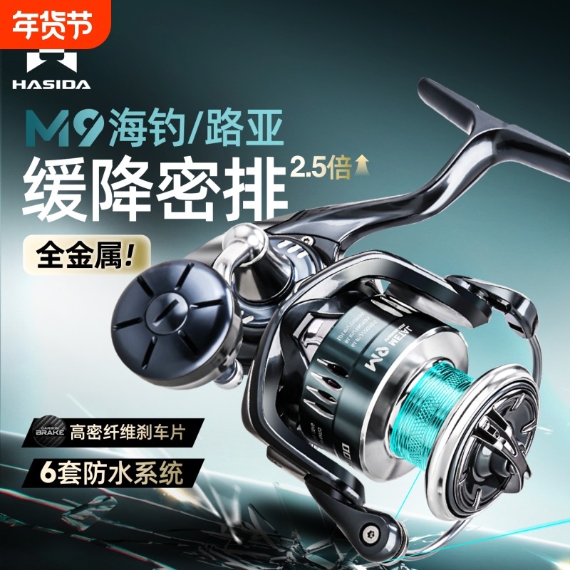 哈斯达M9纺车轮海钓全金属近海船钓铁板防海水路亚轮远投鱼线轮