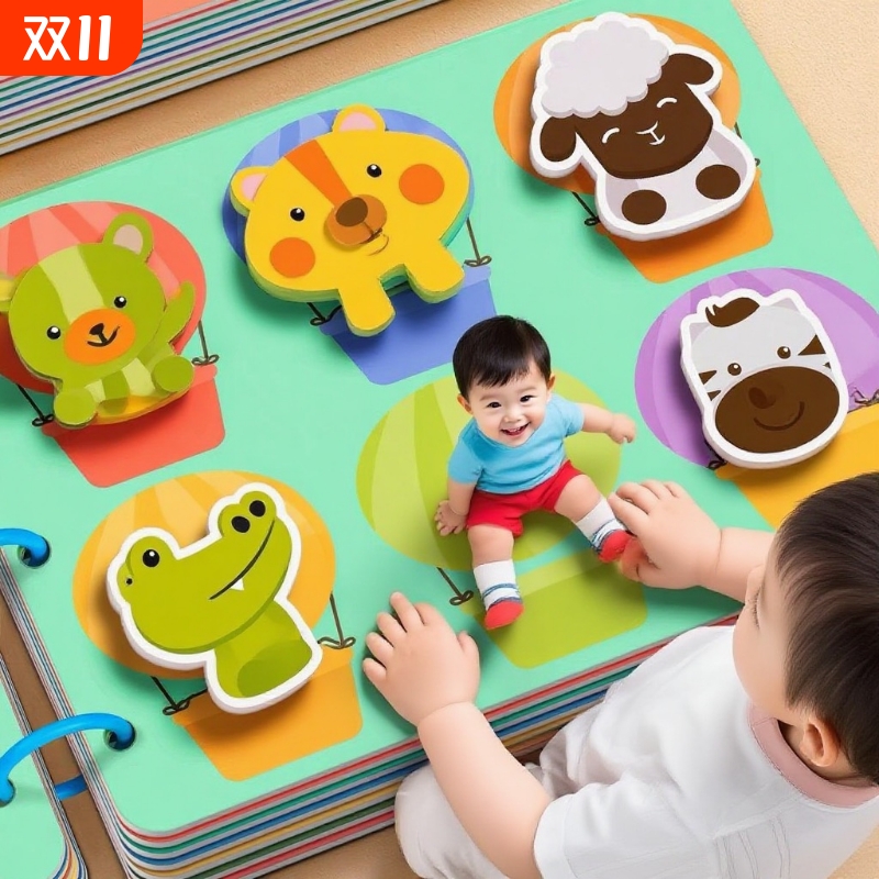安静手撕撕书婴儿玩具反复撕布书可啃咬1岁宝宝6个月早教粘贴魔术