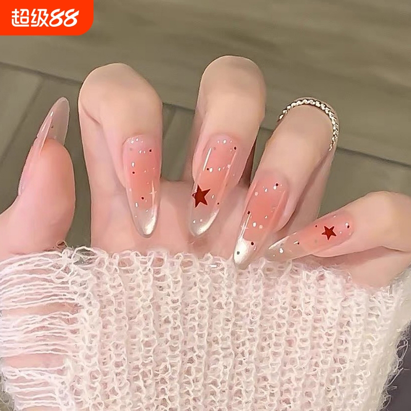 2025新款手工美甲穿戴甲ing高级感欧美猫眼长短款假指甲贴片星星