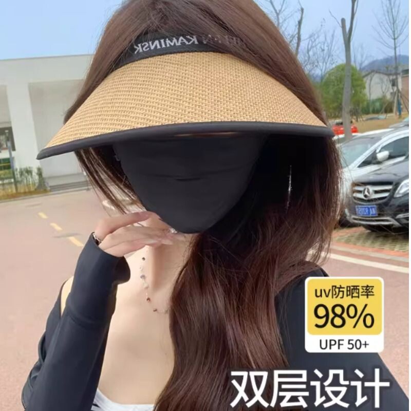 推荐防晒帽女夏2026新款加大帽檐草编遮阳帽防紫外线草帽