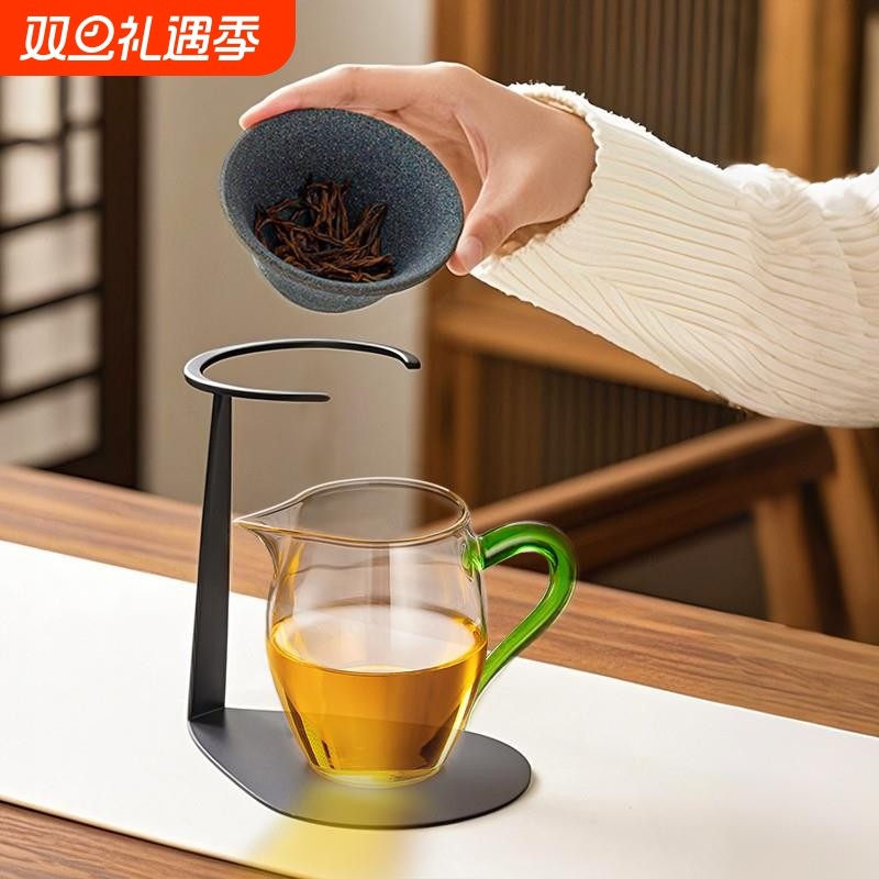 矿石无孔过滤器茶漏一体公道杯咖啡漏斗茶具配件陶瓷茶滤泡茶专用