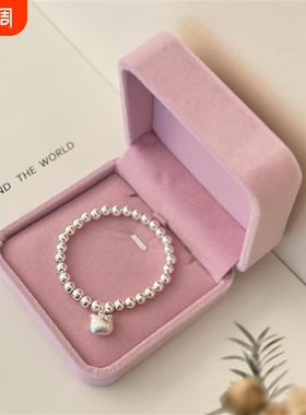 【幂琳】999纯银Kitty女手链简约可S爱圆珠吊坠手串宝宝儿童送人