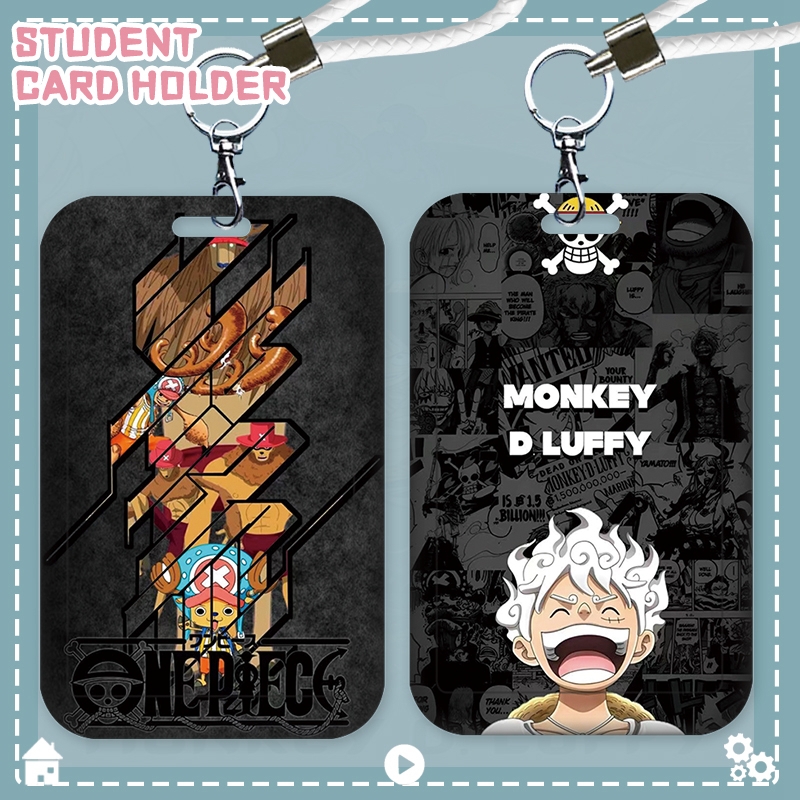 海贼路飞卡套学生饭卡水卡公交地铁卡校牌胸卡工作证挂脖钥匙扣防丢透明弹簧身份银行滑盖
