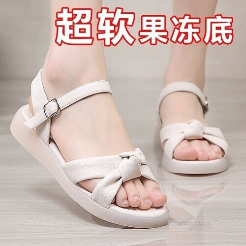 意尔康心选超软果冻牛筋底凉鞋女舒适平底防滑天2023年新款时装凉