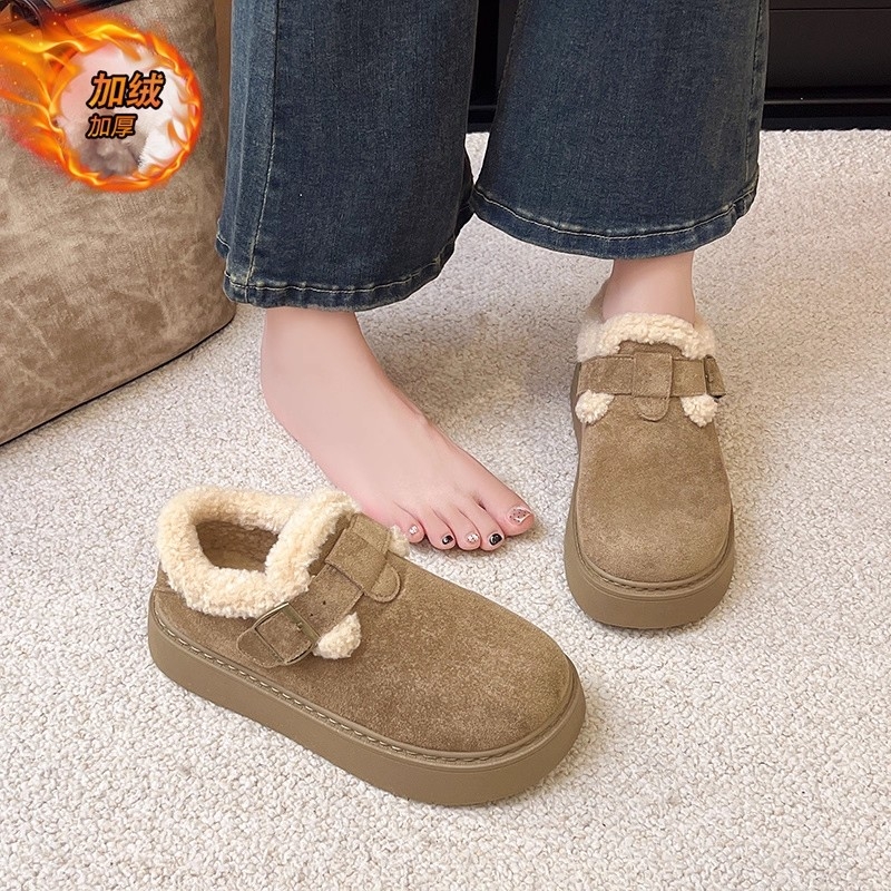 他她女孩加绒勃肯鞋女厚底增高保暖棉鞋2025年新款冬季软底防滑毛