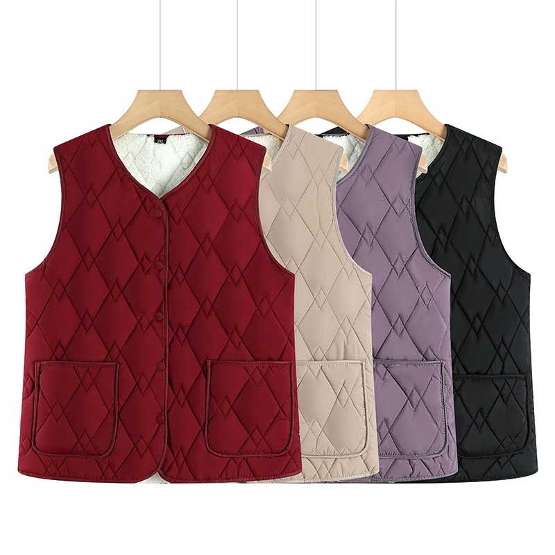 秋冬新款马夹中老年女士加绒加厚马甲棉衣外套妈妈装保暖背心奶奶