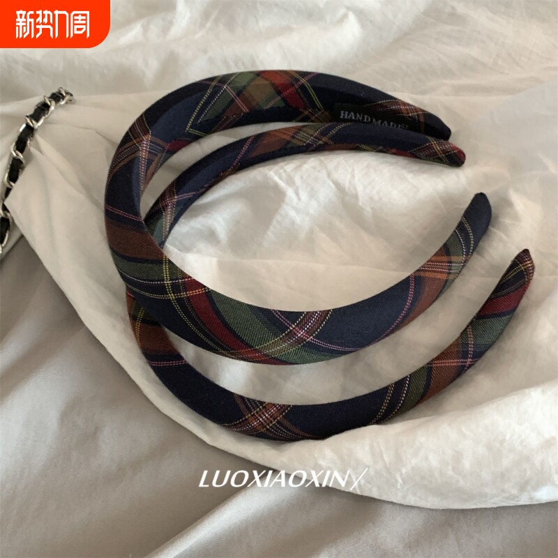 韩版ins英伦风格子发箍韩国复古外出头箍压发头窟海绵高颅顶发饰