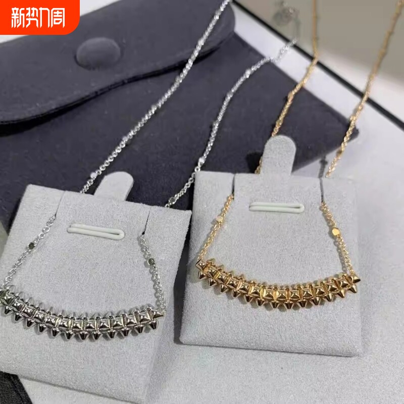 高质量香铆钉钉子项链子弹头锁骨链情侣男女高级感玫瑰金黄金金色